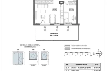 Rzut - Mieszkanie na sprzedaż 3 pokoje o powierzchni 55,65 m² - numer 9.A.02 w Urzeka bud. 9