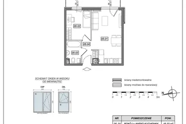 Rzut - Mieszkanie na sprzedaż 2 pokoje o powierzchni 36,2 m² - numer 9.A.05 w Urzeka bud. 9