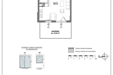 Rzut - Mieszkanie na sprzedaż 1 pokój o powierzchni 33,41 m² - numer 9.A.09 w Urzeka bud. 9