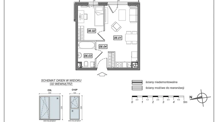 Rzut - Mieszkanie na sprzedaż 2 pokoje o powierzchni 33,21 m² - numer 9.A.06 w Urzeka bud. 9