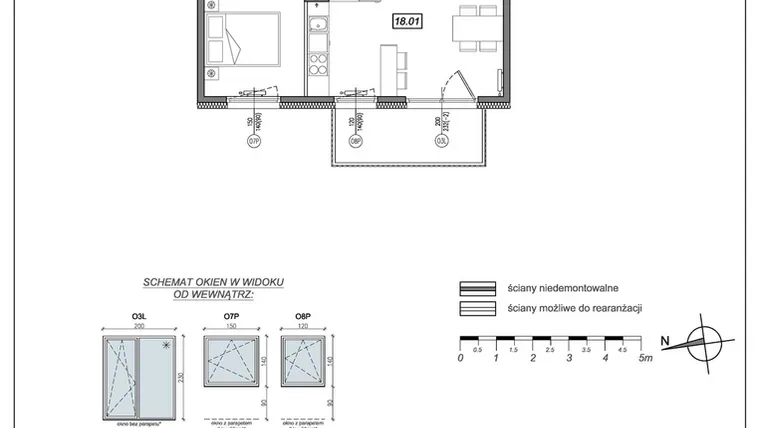 Rzut - Mieszkanie na sprzedaż 2 pokoje o powierzchni 47,94 m² - numer 9.A.18 w Urzeka bud. 9