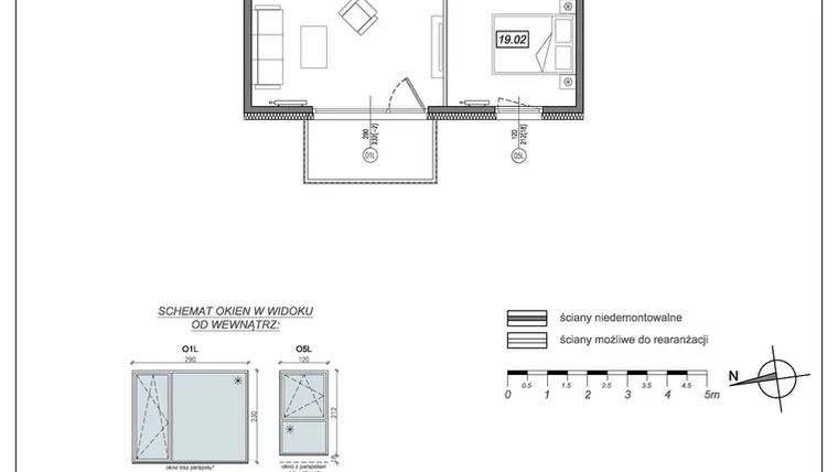 Rzut - Mieszkanie na sprzedaż 2 pokoje o powierzchni 49,21 m² - numer 9.A.19 w Urzeka bud. 9