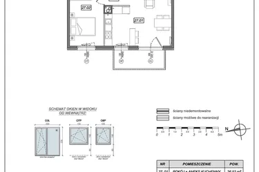 Rzut - Mieszkanie na sprzedaż 2 pokoje o powierzchni 47,94 m² - numer 9.A.27 w Urzeka bud. 9