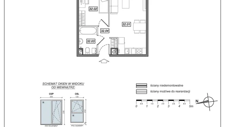 Rzut - Mieszkanie na sprzedaż 2 pokoje o powierzchni 36,21 m² - numer 9.A.32 w Urzeka bud. 9