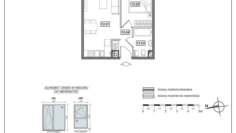 Rzut - Mieszkanie na sprzedaż 2 pokoje o powierzchni 35,19 m² - numer 9.A.13 w Urzeka bud. 9