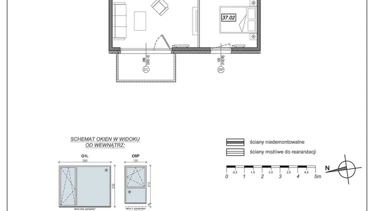 Rzut - Mieszkanie na sprzedaż 2 pokoje o powierzchni 49,21 m² - numer 9.A.37 w Urzeka bud. 9