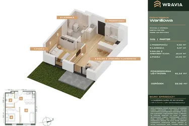 Rzut - Mieszkanie na sprzedaż 2 pokoje o powierzchni 41,14 m² - numer L.0-1 w Dobre Miejsce Waniliowa