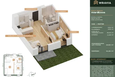 Rzut - Mieszkanie na sprzedaż 2 pokoje o powierzchni 40,65 m² - numer L.0-2 w Dobre Miejsce Waniliowa