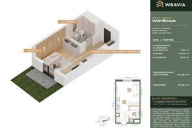 Rzut - Mieszkanie na sprzedaż 1 pokój o powierzchni 27,59 m² - numer L.0-6 w Dobre Miejsce Waniliowa