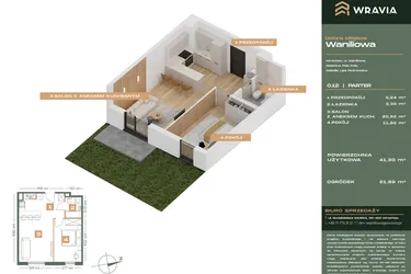 Rzut - Mieszkanie na sprzedaż 2 pokoje o powierzchni 41,3 m² - numer L.0-12 w Dobre Miejsce Waniliowa