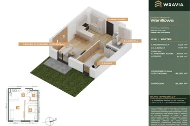 Rzut - Mieszkanie na sprzedaż 2 pokoje o powierzchni 41,3 m² - numer L.0-12 w Dobre Miejsce Waniliowa