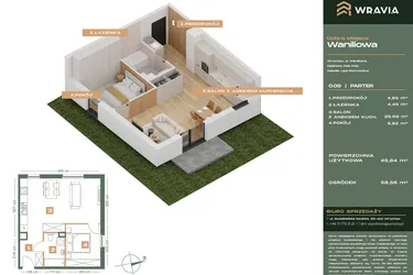 Rzut - Mieszkanie na sprzedaż 2 pokoje o powierzchni 45,84 m² - numer L.0-9 w Dobre Miejsce Waniliowa