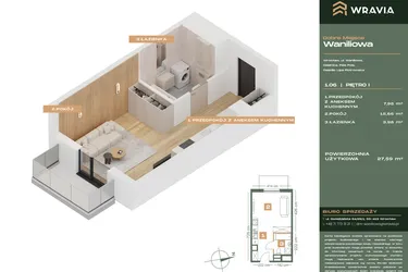 Rzut - Mieszkanie na sprzedaż 1 pokój o powierzchni 27,59 m² - numer L.1-6 w Dobre Miejsce Waniliowa