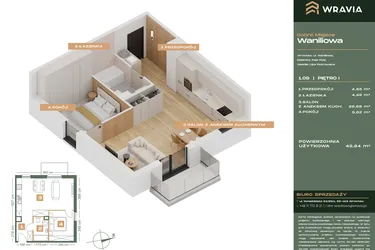 Rzut - Mieszkanie na sprzedaż 2 pokoje o powierzchni 45,84 m² - numer L.1-9 w Dobre Miejsce Waniliowa
