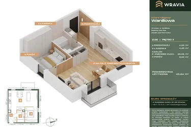Rzut - Mieszkanie na sprzedaż 2 pokoje o powierzchni 45,84 m² - numer L.2-9 w Dobre Miejsce Waniliowa
