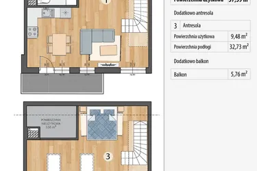 Rzut - Mieszkanie na sprzedaż 2 pokoje o powierzchni 47,07 m² - numer G6-11 w Osada Sportowa Smolec