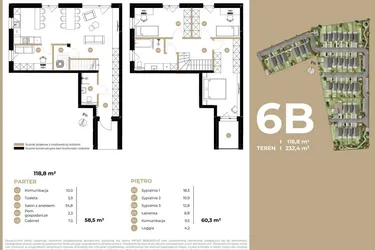 Rzut - Dom na sprzedaż 4 pokoje o powierzchni 118,8 m² - numer 6B w Kasprowicza 4