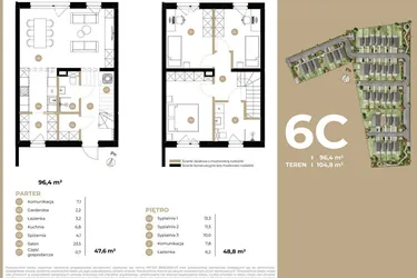 Rzut - Dom na sprzedaż 4 pokoje o powierzchni 96,4 m² - numer 6C w Kasprowicza 4