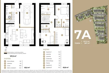 Rzut - Dom na sprzedaż 4 pokoje o powierzchni 127,3 m² - numer 7A w Kasprowicza 4