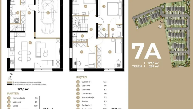 Rzut - Dom na sprzedaż 4 pokoje o powierzchni 127,3 m² - numer 7A w Kasprowicza 4