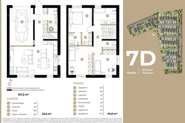 Rzut - Dom na sprzedaż 4 pokoje o powierzchni 127,3 m² - numer 7D w Kasprowicza 4