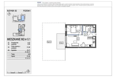 Rzut - Mieszkanie na sprzedaż 2 pokoje o powierzchni 41,35 m² - numer B2.0.1 w Chryzantemovo