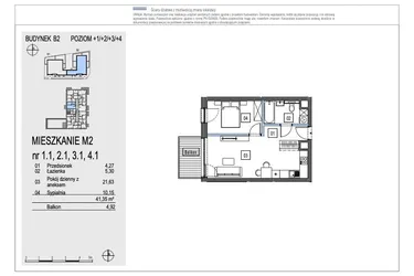 Rzut - Mieszkanie na sprzedaż 2 pokoje o powierzchni 41,35 m² - numer B2.4.1 w Chryzantemovo