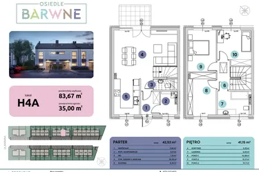 Rzut - Mieszkanie na sprzedaż 4 pokoje o powierzchni 83,67 m² - numer H04A w Osiedle Barwne I