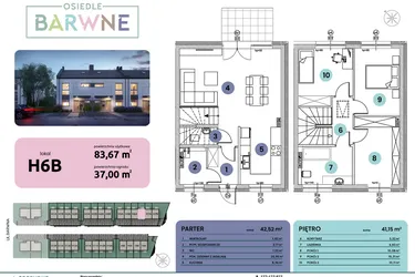 Rzut - Mieszkanie na sprzedaż 4 pokoje o powierzchni 83,67 m² - numer H06B w Osiedle Barwne I