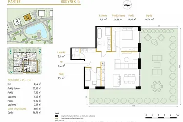 Rzut - Mieszkanie na sprzedaż 3 pokoje o powierzchni 81,17 m² - numer 0.5/G w Panorama Park