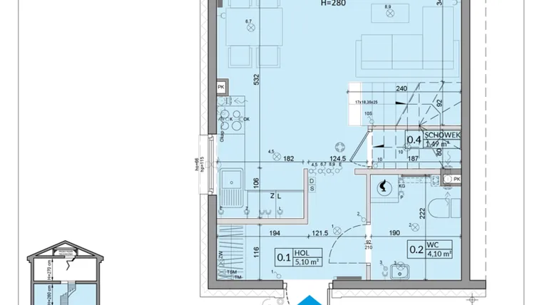 Rzut - Dom na sprzedaż 3 pokoje o powierzchni 75,74 m² - numer 24A w Zielono Mi 2 etap 2