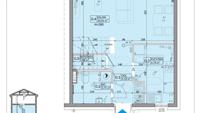 Rzut - Dom na sprzedaż 4 pokoje o powierzchni 84,31 m² - numer 22B w Zielono Mi 2 etap 2