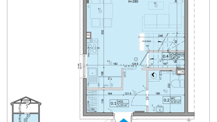 Rzut - Dom na sprzedaż 3 pokoje o powierzchni 75,74 m² - numer 26A w Zielono Mi 2 etap 2