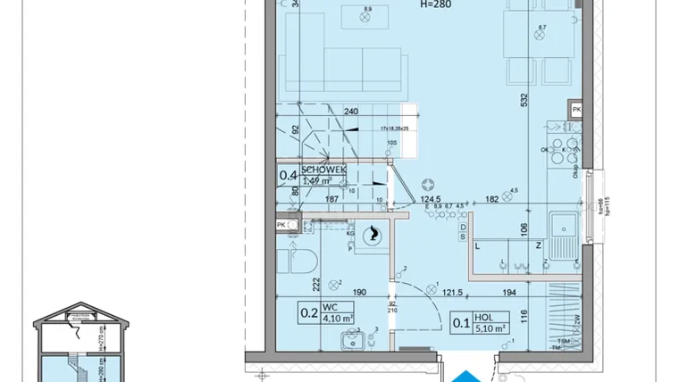 Rzut - Dom na sprzedaż 3 pokoje o powierzchni 75,74 m² - numer 23B w Zielono Mi 2 etap 2