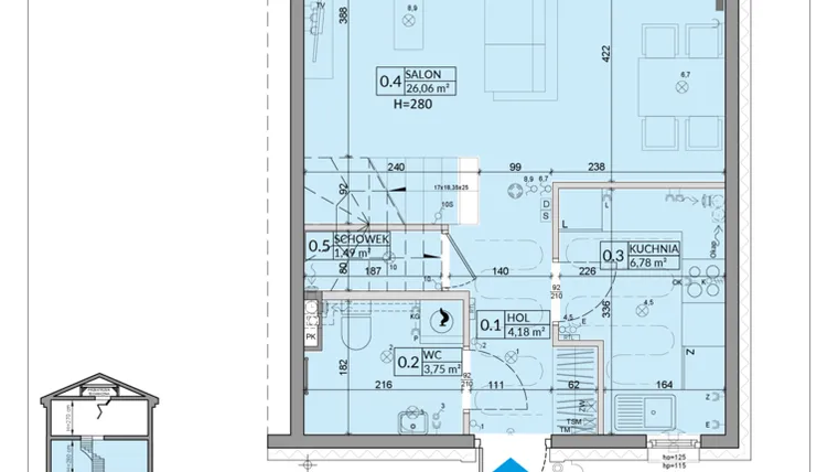 Rzut - Dom na sprzedaż 4 pokoje o powierzchni 84,31 m² - numer 26B w Zielono Mi 2 etap 2