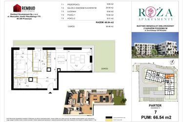 Rzut - Mieszkanie na sprzedaż 3 pokoje o powierzchni 66,54 m² - numer M  7 w Apartamenty Róża