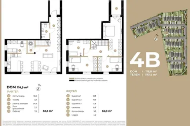 Rzut - Dom na sprzedaż 5 pokoi o powierzchni 118,8 m² - numer 4B w Kasprowicza 4 etap II