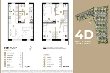 Rzut - Dom na sprzedaż 4 pokoje o powierzchni 96,4 m² - numer 4D w Kasprowicza 4 etap II