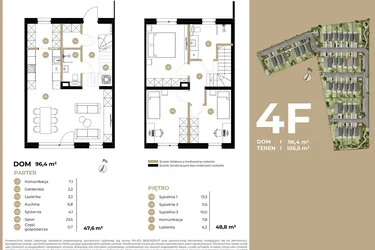 Rzut - Dom na sprzedaż 4 pokoje o powierzchni 127,3 m² - numer 4F w Kasprowicza 4 etap II