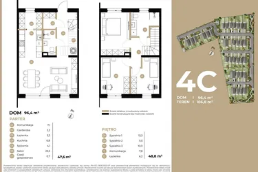 Rzut - Dom na sprzedaż 4 pokoje o powierzchni 96,4 m² - numer 4C w Kasprowicza 4 etap II