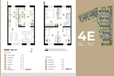 Rzut - Dom na sprzedaż 4 pokoje o powierzchni 96,4 m² - numer 4E w Kasprowicza 4 etap II