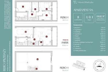 Rzut - Mieszkanie na sprzedaż 8 pokoi o powierzchni 150,85 m² - numer 9A w Nowa Wieliczka