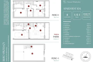Rzut - Mieszkanie na sprzedaż 8 pokoi o powierzchni 150,85 m² - numer 10A w Nowa Wieliczka