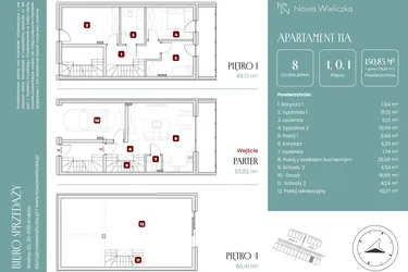 Rzut - Mieszkanie na sprzedaż 8 pokoi o powierzchni 150,85 m² - numer 11A w Nowa Wieliczka