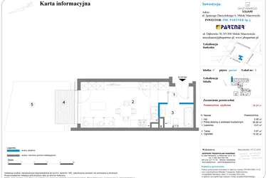 Rzut - Mieszkanie na sprzedaż 1 pokój o powierzchni 28,24 m² - numer 5 w Daszyńskiego Square etap 2