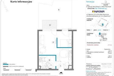Rzut - Mieszkanie na sprzedaż 1 pokój o powierzchni 37,72 m² - numer 6 w Daszyńskiego Square etap 2