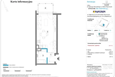 Rzut - Mieszkanie na sprzedaż 1 pokój o powierzchni 28,16 m² - numer 31 w Daszyńskiego Square etap 2