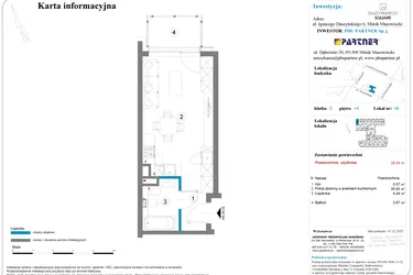 Rzut - Mieszkanie na sprzedaż 1 pokój o powierzchni 28,24 m² - numer 18 w Daszyńskiego Square etap 2