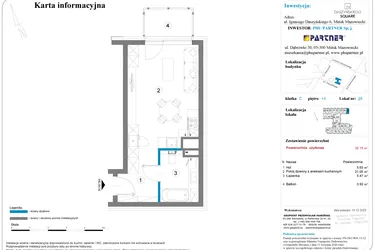 Rzut - Mieszkanie na sprzedaż 1 pokój o powierzchni 32,15 m² - numer 25 w Daszyńskiego Square etap 2