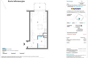 Rzut - Mieszkanie na sprzedaż 1 pokój o powierzchni 32,19 m² - numer 51 w Daszyńskiego Square etap 2